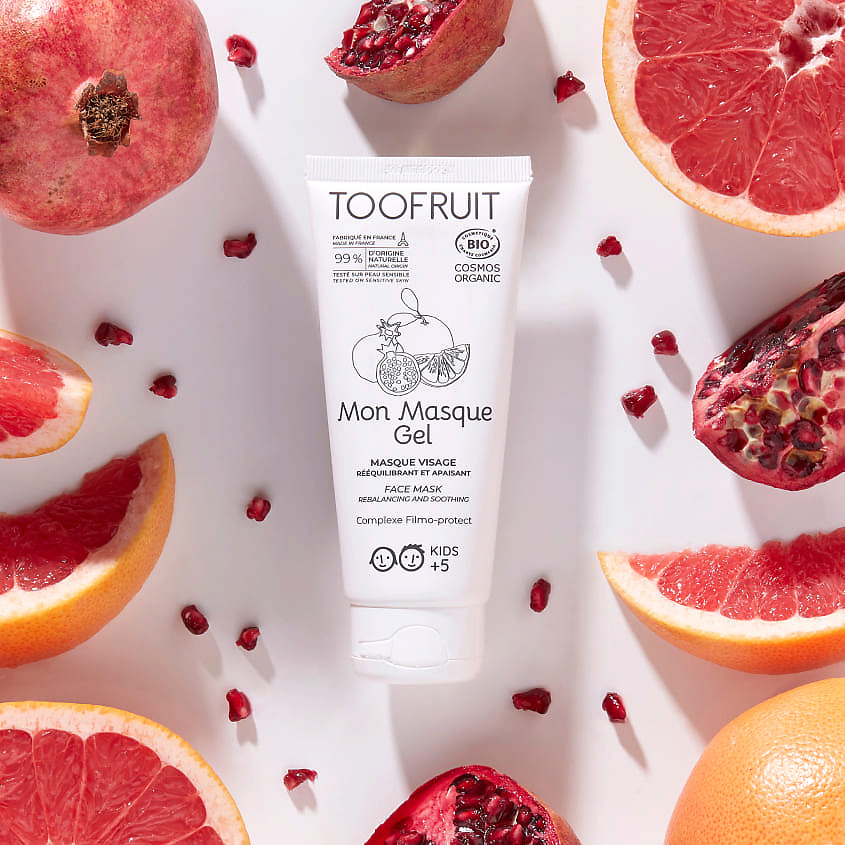 TOOFRUIT Маска детская для лица восстанавливающая Гранат-Грейпфрут 5+ – фото 2