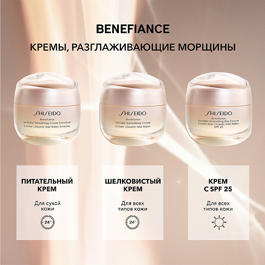 SHISEIDO Питательный крем для лица, разглаживающий морщины Benefiance Wrinkle Smoothing Cream Enriched – фото 4