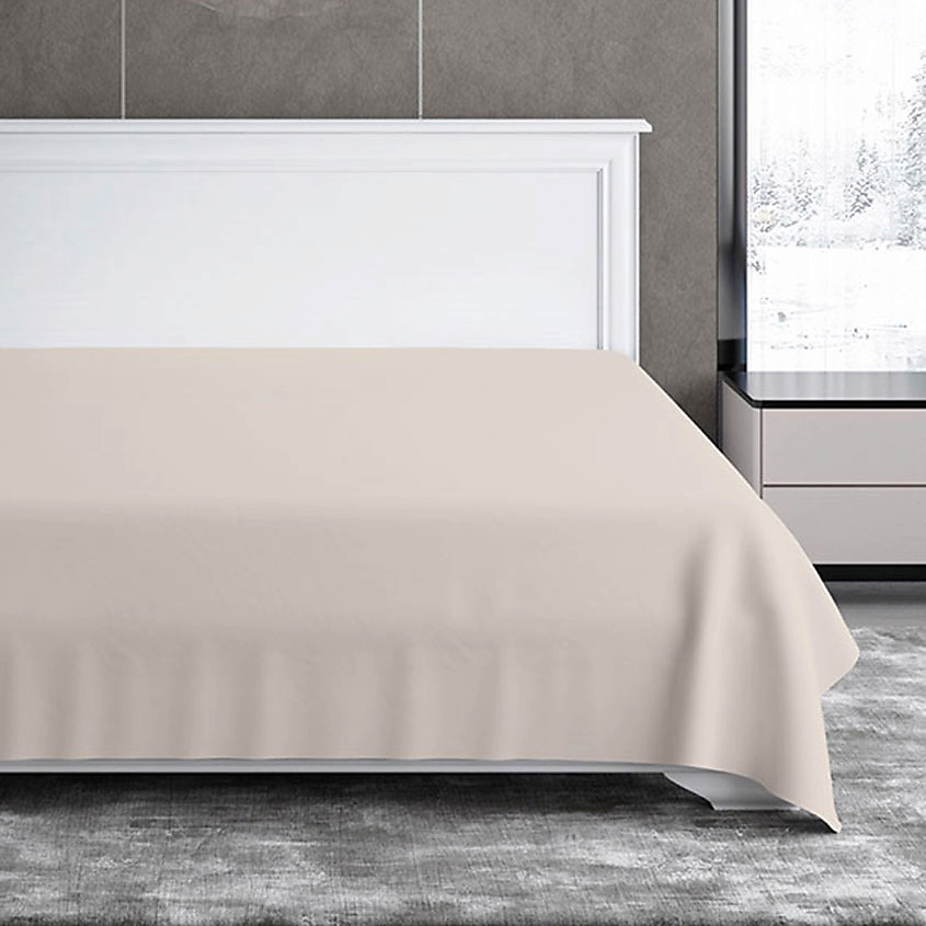 SOFT SILVER Антибактериальная простыня Antibacterial bedsheet, ЕВРО, 236х270 см. Цвет: «Песчаный берег» (бежевый) – фото 2
