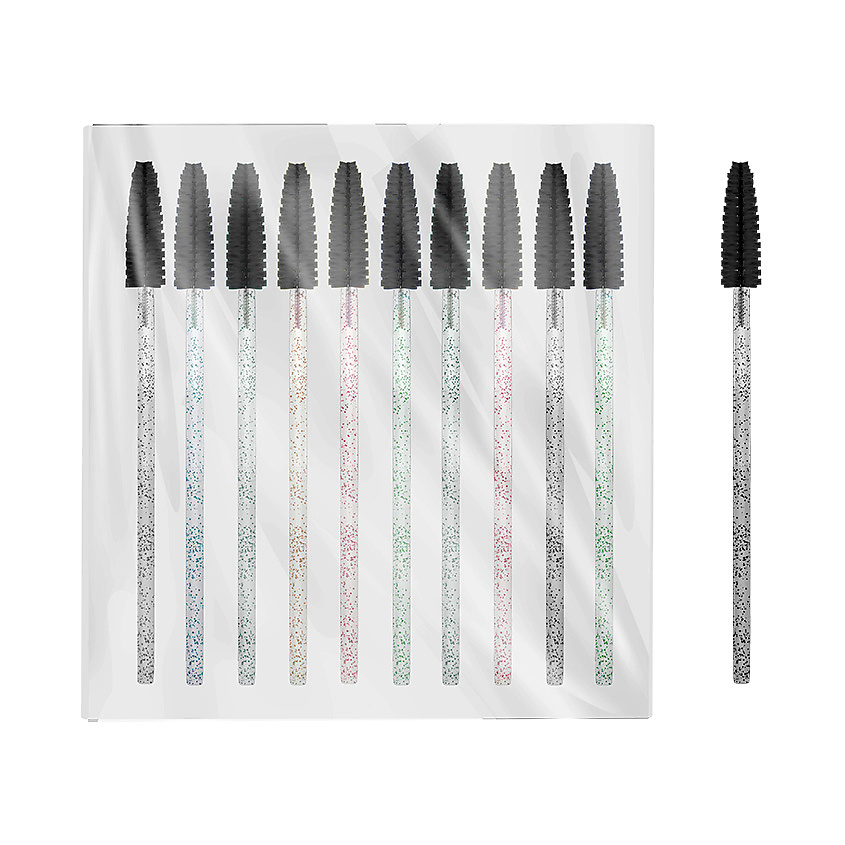 SEXY LASH'N'BROW Щеточки для ресниц и бровей одноразовые черные c глиттером – фото 3