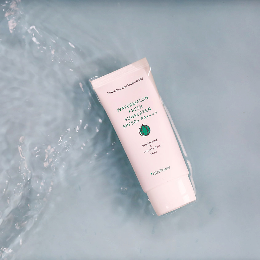 BELLFLOWER Крем для лица солнцезащитный с экстрактом арбуза Watermelon Fresh Sunscreen SPF 50+ PA++++ – фото 2