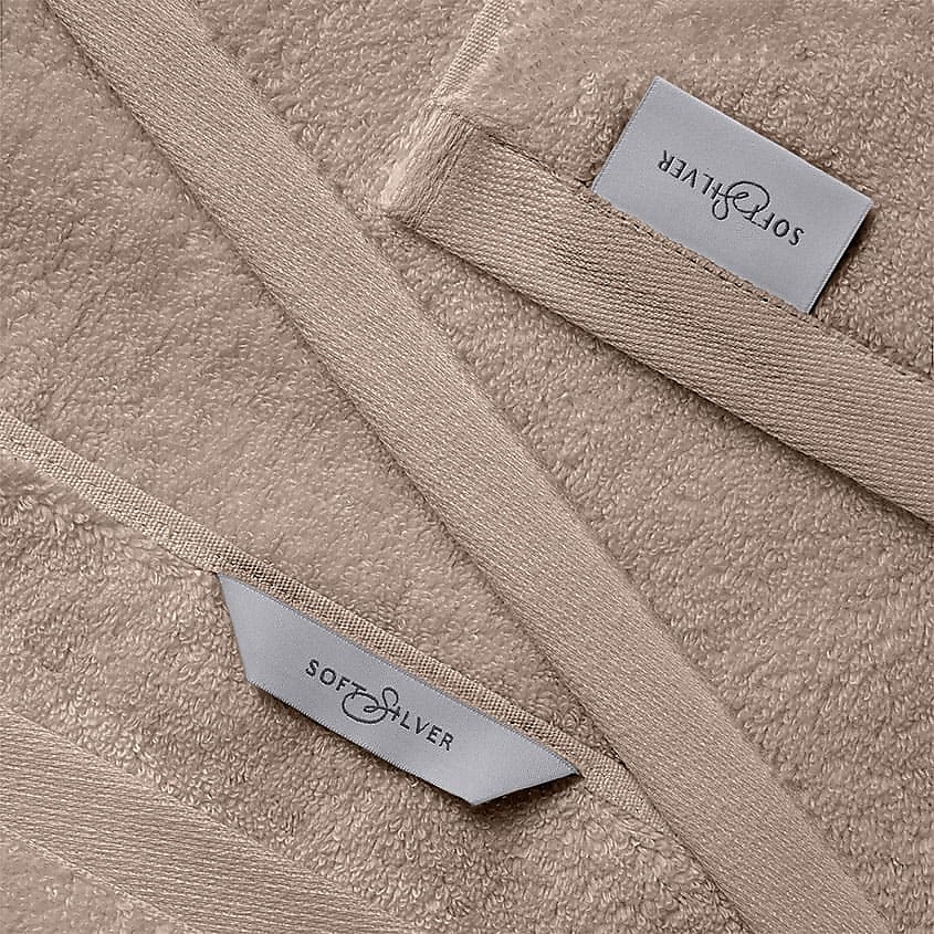 SOFT SILVER Набор Antibacterial Cotton Towels, полотенца для лица и тела 3 шт. Цвет: «Песчаный берег» (бежевый) – фото 3