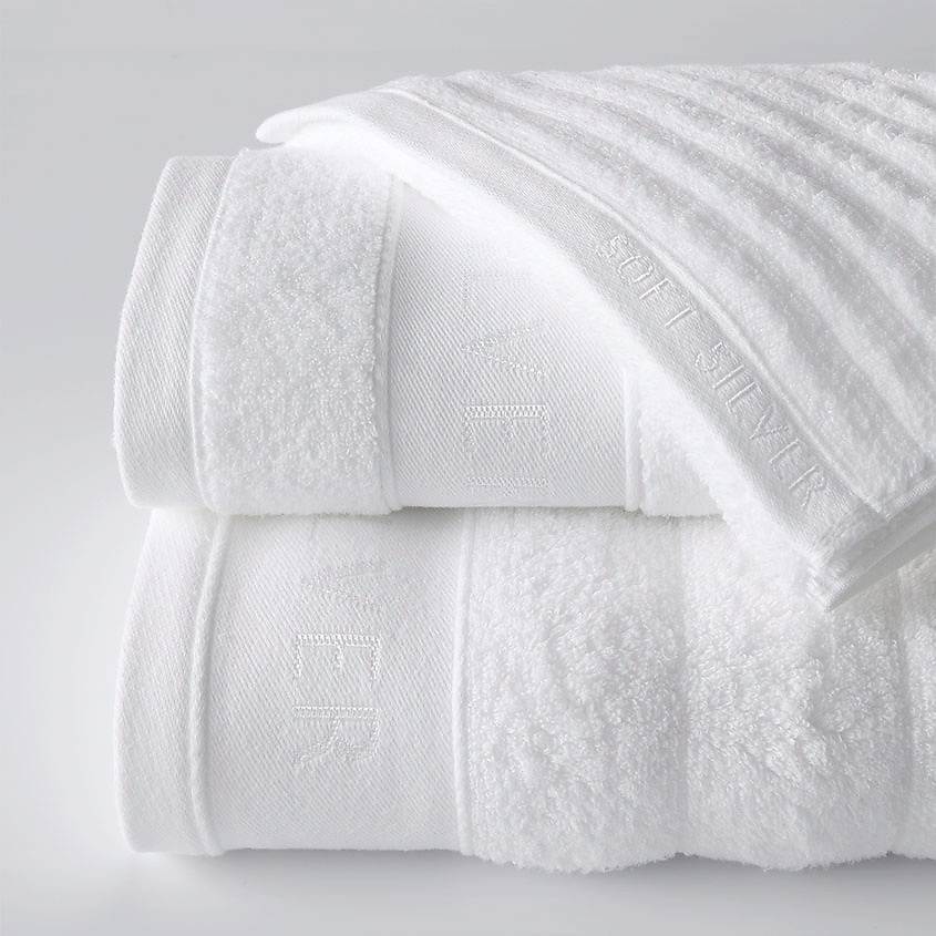 SOFT SILVER Набор Antibacterial Cotton Towels, полотенца для лица и тела 3 шт., размеры 30х50 см, 50х90 см, 70х140 см. Цвет: «Альпийский снег» (белый) – фото 3