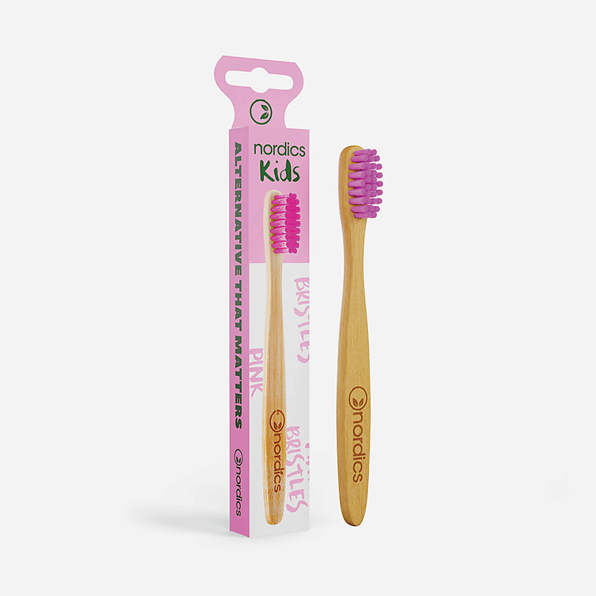 NORDICS Зубная щетка детская бамбуковая Pink Bristles – фото 2