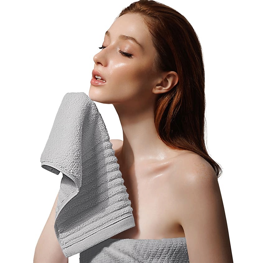 SOFT SILVER Набор Antibacterial Cotton Towels, полотенца для лица и тела 3 шт. Цвет: «Благородное серебро» (серый) – фото 6