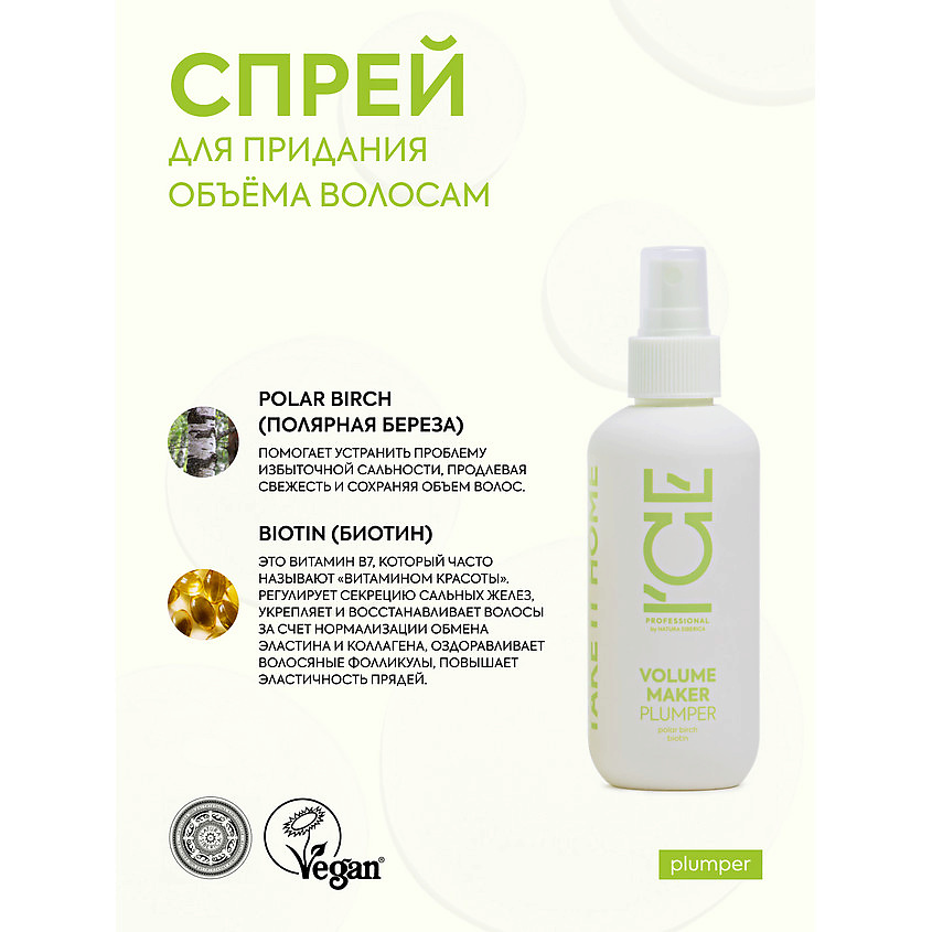 ICE BY NATURA SIBERICA Спрей для придания объёма волосам Volume Maker Plumper – фото 2