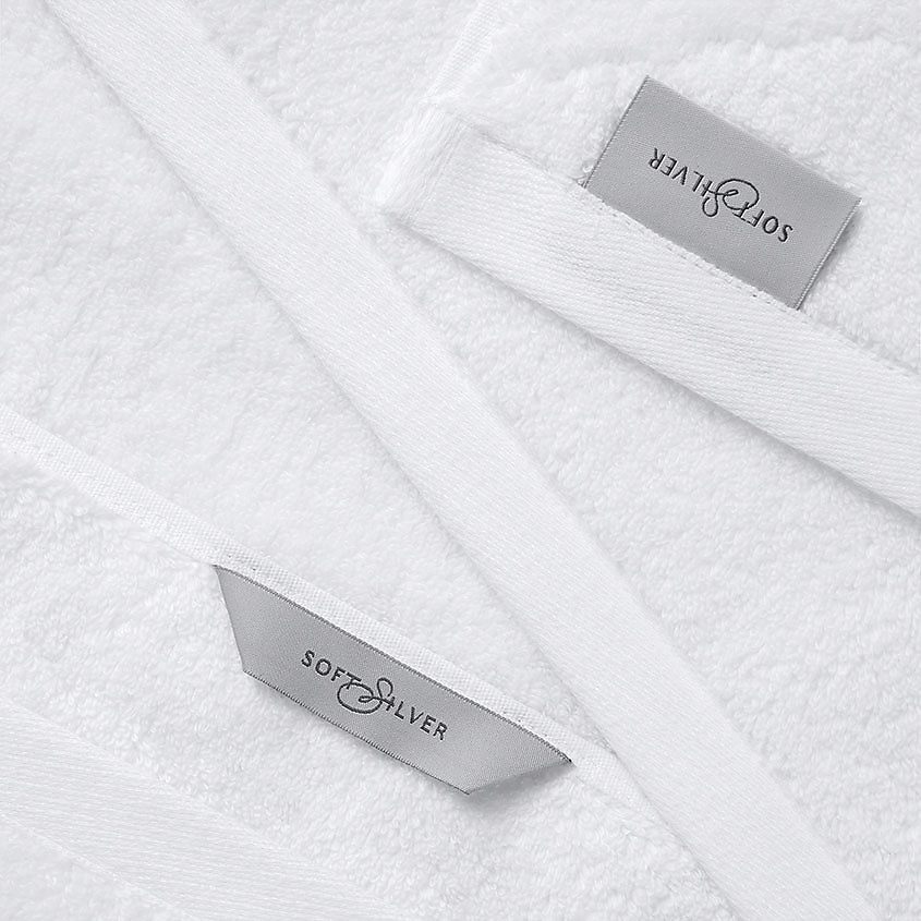 SOFT SILVER Набор Antibacterial Cotton Towels, полотенца для лица и тела 3 шт., размеры 30х50 см, 50х90 см, 70х140 см. Цвет: «Альпийский снег» (белый) – фото 4