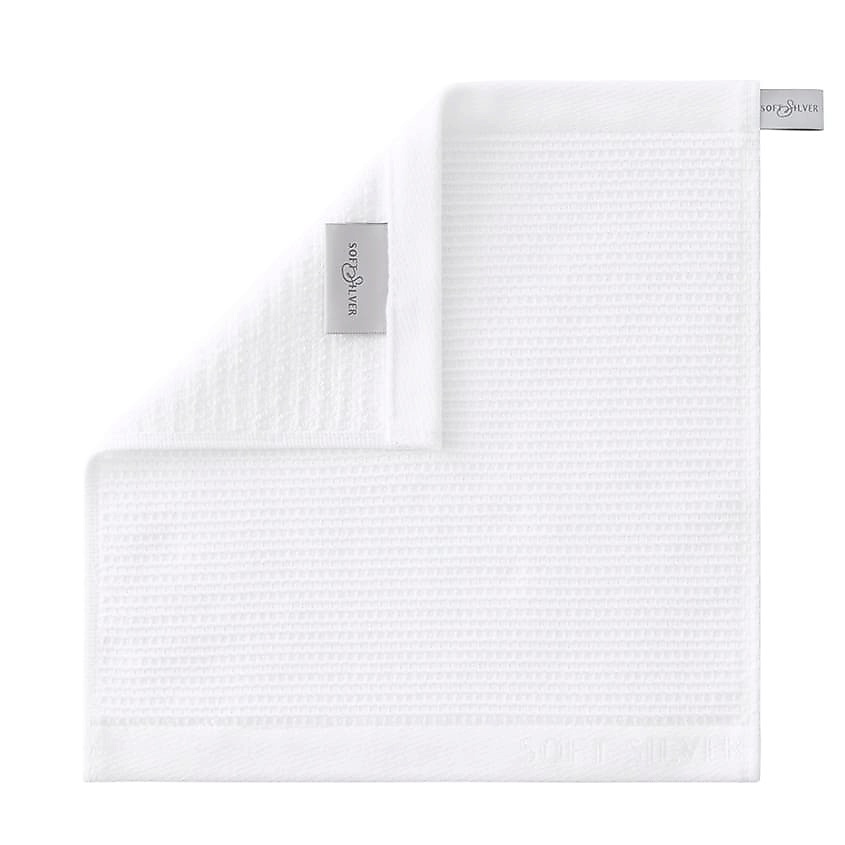 SOFT SILVER Антибактериальная махровая салфетка для массажа и пилинга, 30х30 см. Цвет: «Альпийский снег» (белый) – фото 2