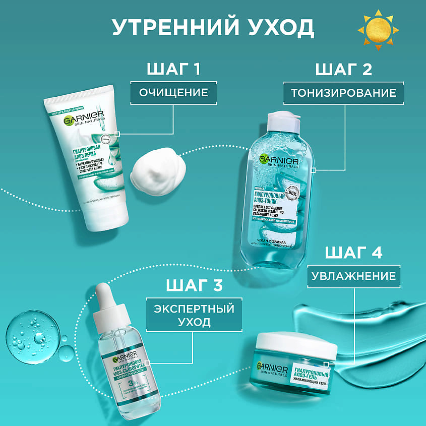 GARNIER Пенка для умывания, для нормальной и чувствительной кожи "Гиалуроновый Алоэ" Skin Naturals – фото 3