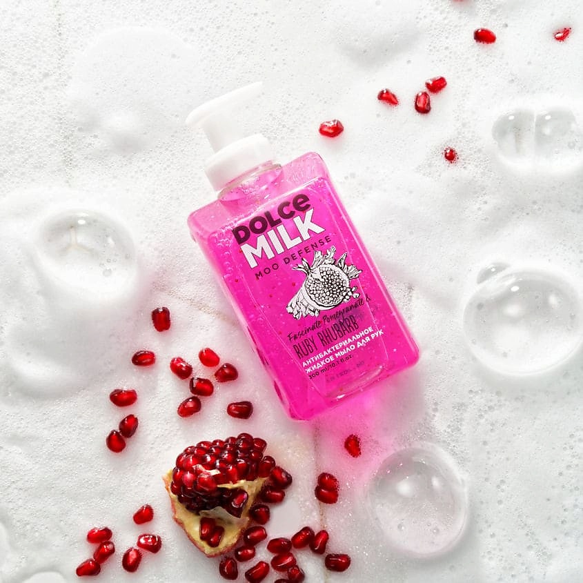 DOLCE MILK Антибактериальное жидкое мыло для рук «Гранат-хит-парад & Ревень-каждый-день» – фото 3