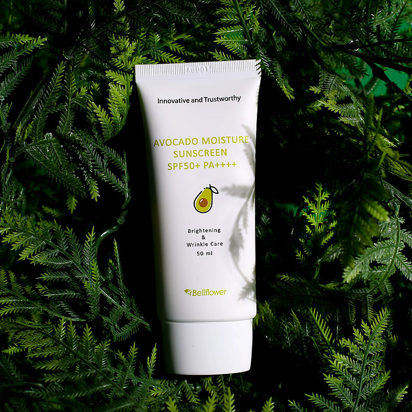 BELLFLOWER Крем для лица солнцезащитный увлажняющий с экстрактом авокадо Avocado Moisture Sunscreen SPF 50+ PA++++ – фото 2