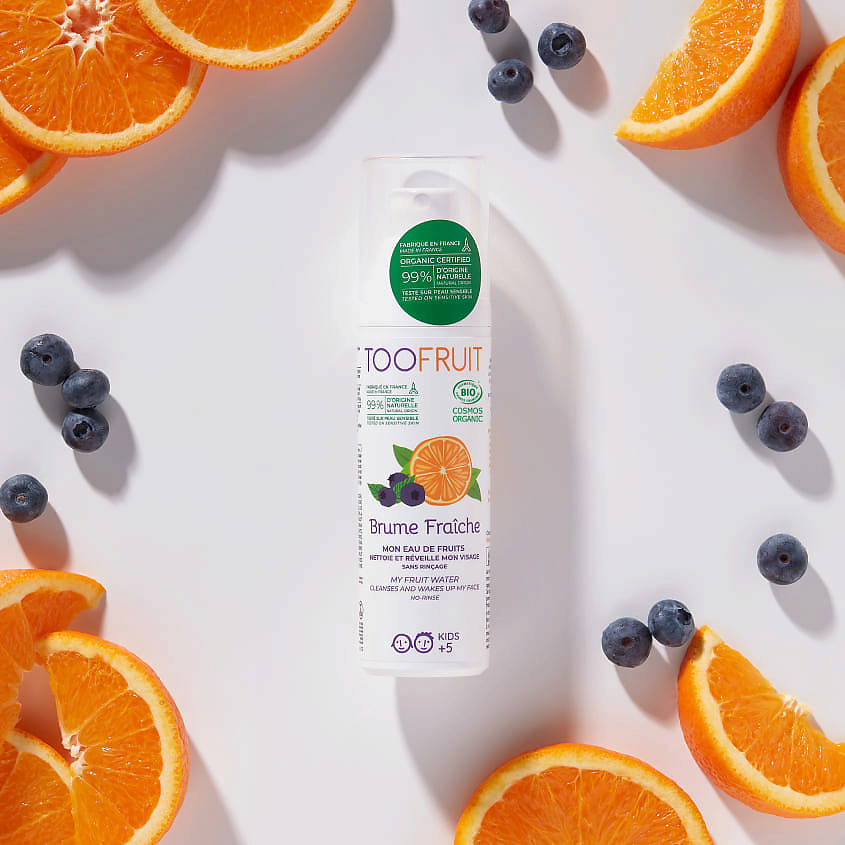 TOOFRUIT Вода детская для лица очищающая фруктовая "Апельсин-Черника" – фото 4
