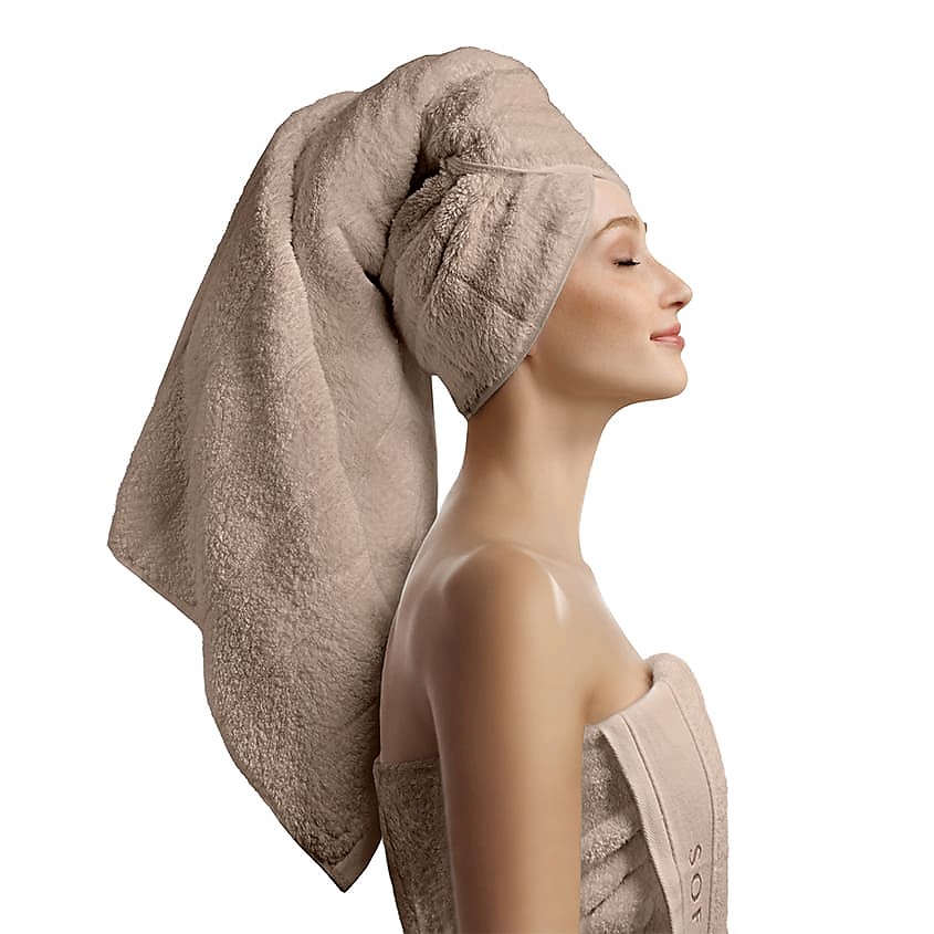 SOFT SILVER Набор Antibacterial Cotton Towels, полотенца для лица и тела 3 шт. Цвет: «Песчаный берег» (бежевый) – фото 8