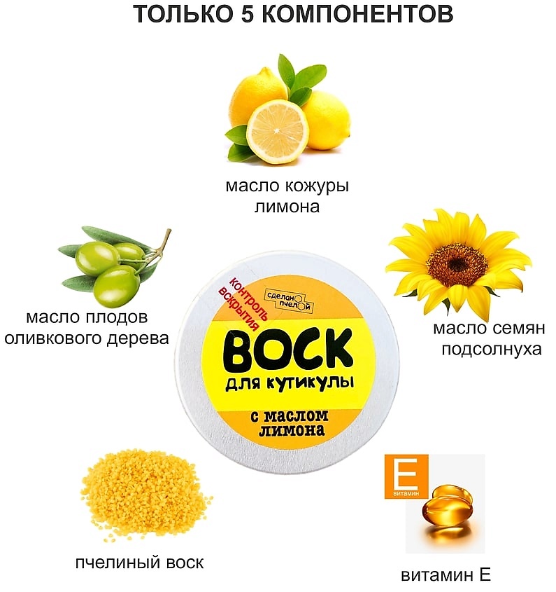 СДЕЛАНОПЧЕЛОЙ 100% натуральный воск для кутикулы с пчелиным воском – фото 2