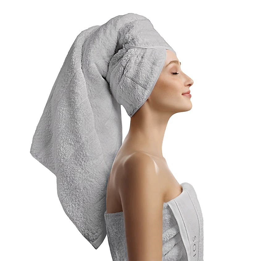 SOFT SILVER Набор Antibacterial Cotton Towels, полотенца для лица и тела 3 шт. Цвет: «Благородное серебро» (серый) – фото 7