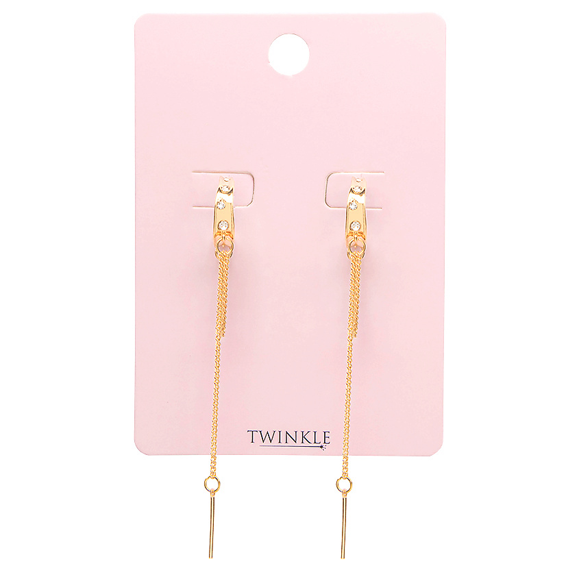 TWINKLE Серьги CRUMPLED GOLD AND CHAIN – фото 2