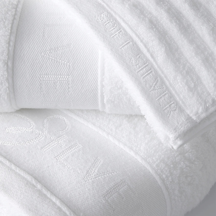 SOFT SILVER Набор Antibacterial Cotton Towels, полотенца для лица и тела 3 шт., размеры 30х50 см, 50х90 см, 70х140 см. Цвет: «Альпийский снег» (белый) – фото 5