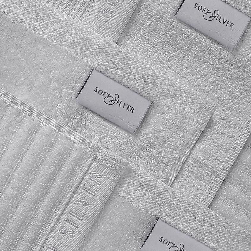 SOFT SILVER Набор Antibacterial Cotton Towels, махровые салфетки 3 шт., 30х30 см. Цвет: «Благородное серебро» (серый) – фото 3