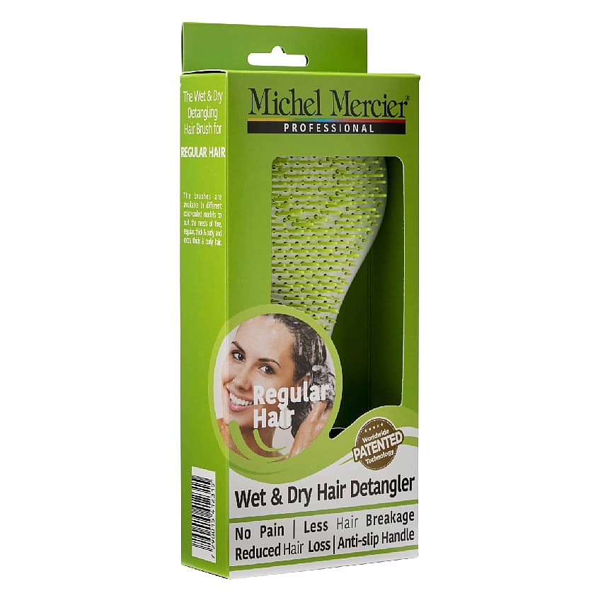 MICHEL MERCIER Расческа для нормальных волос зеленая массажная Spa Detangler Green Regular Hair – фото 3