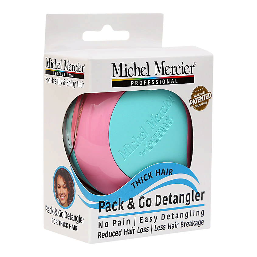 MICHEL MERCIER Расческа для густых и кудрявых волос компактная Travel Pastel Detangler Thick & Curly Hair – фото 2