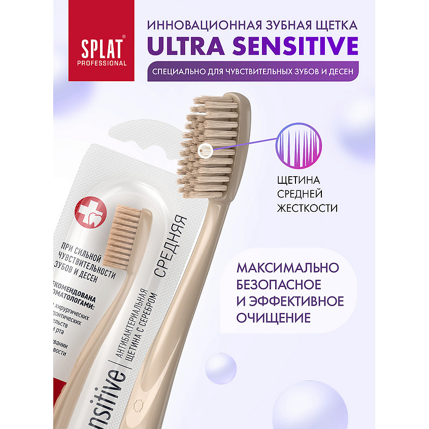 SPLAT Инновационная зубная щетка средней жесткости Professional Sensitive Medium – фото 3
