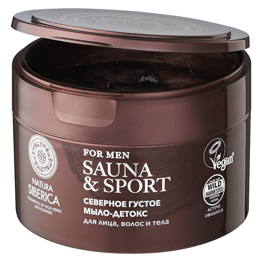 NATURA SIBERICA Густое северное мыло-детокс для волос, лица и тела Sauna & Sport for Men – фото 3