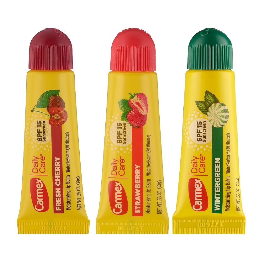CARMEX Набор бальзамов для губ ассорти в тубе (вишня, клубника, мятный леденец) SPF 15 – фото 3