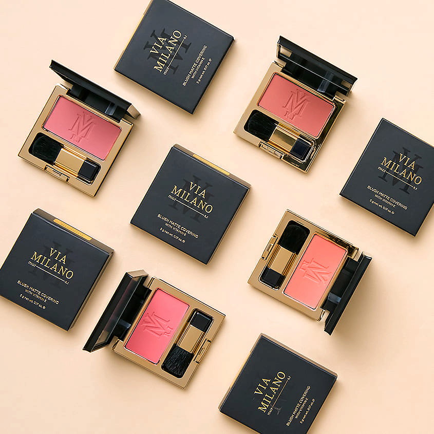 VIA MILANO Румяна для лица матирующие с витамином Е Blush Matte Covering – фото 4
