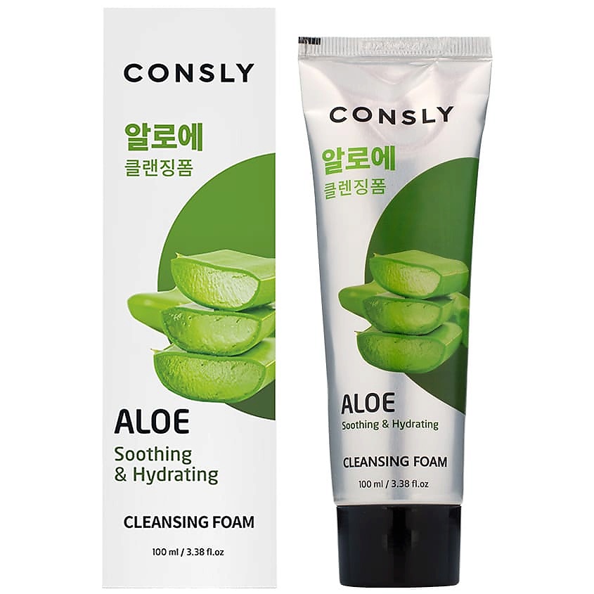 CONSLY Пенка для умывания успокаивающая кремовая c экстрактом алоэ вера Aloe Vera Soothing Creamy Cleansing Foam – фото 2