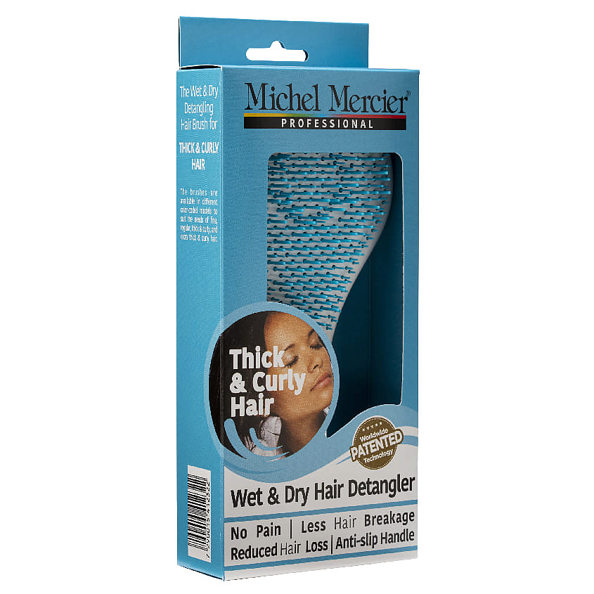 MICHEL MERCIER Расческа для густых и кудрявых волос голубая массажная Spa Detangler Blue Thick & Curly Hair – фото 4