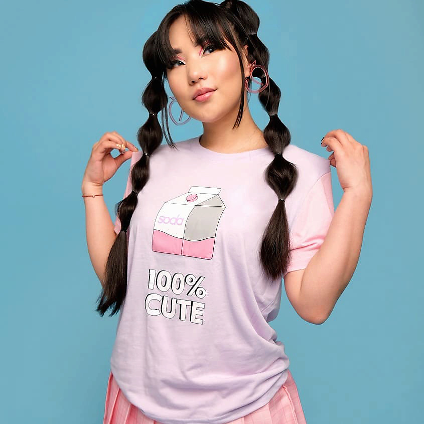 SODA Женская футболка с принтом "100% CUTE", цвет сиреневый – фото 2