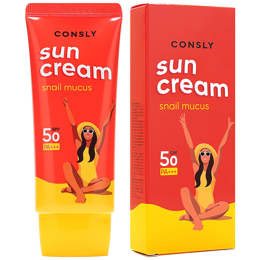 CONSLY Крем солнцезащитный с муцином улитки SPF 50/PA для комбинированной и жирной кожи Sunscreen With Snail Mucin Spf 50+/Pa+++ For Combination And Oily Skin – фото 2