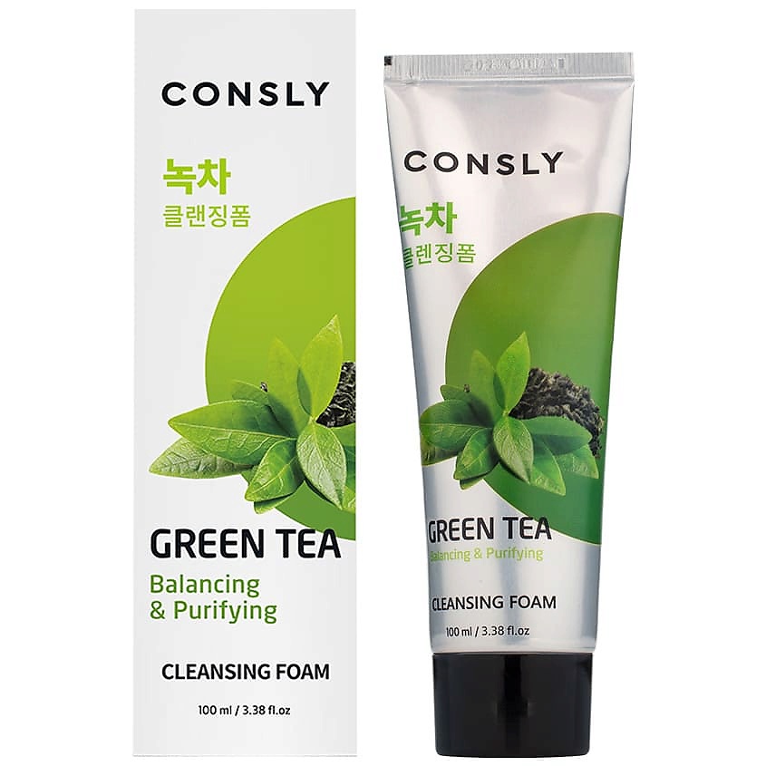 CONSLY Пенка для умывания балансирующая кремовая с экстрактом зеленого чая Green Tea Balancing Creamy Cleansing Foam – фото 2