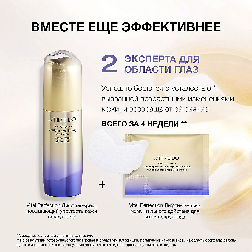 SHISEIDO Лифтинг-маска моментального действия для кожи вокруг глаз патчи Vital Perfection – фото 5