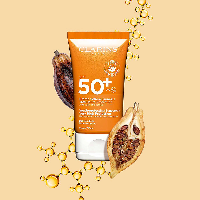 CLARINS Солнцезащитный крем для лица Очень высокая защита SPF 50+ Youth-Protecting Sunscreen – фото 2