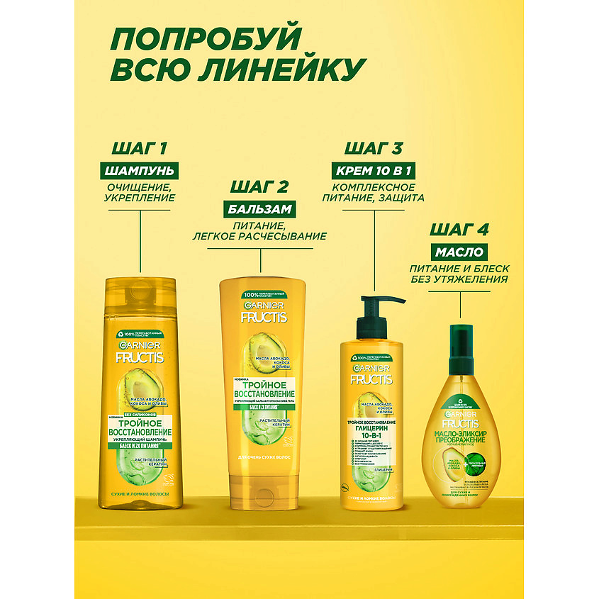 FRUCTIS Масло-эликсир, Тройное восcтановление, для всех типов волос – фото 7