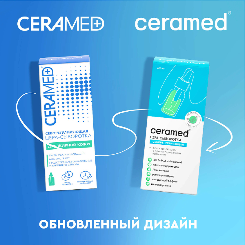 CERAMED Цера-сыворотка для лица Себорегулирующая с ниацинамидом и цинком Cera Serum Sebo-Control – фото 6