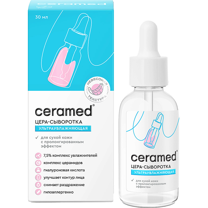 CERAMED Цера-сыворотка для лица Ультраувлажняющая с гиалуроновой кислотой Cera Hydro Serum – фото 4
