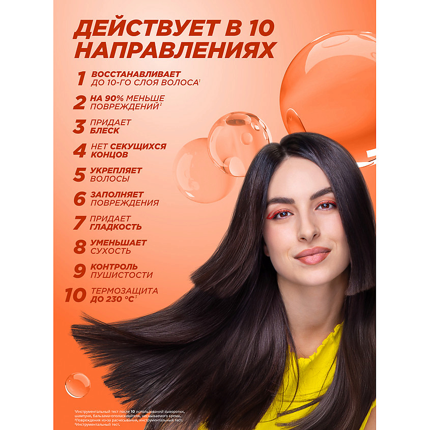 FRUCTIS Комплексный несмываемый крем-уход, SOS Кератин 10в1, для поврежденных волос – фото 5