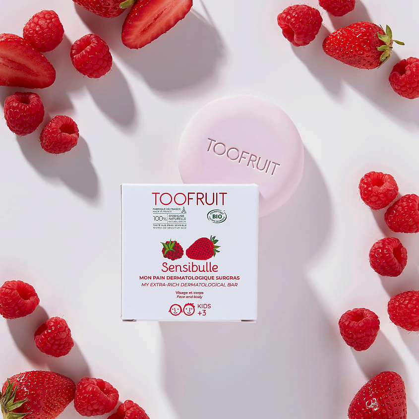 TOOFRUIT Мыло детское твердое для чувствительной кожи Клубника-Малина 3+ – фото 2