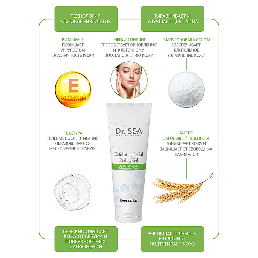 DR. SEA Пилинг-скатка для лица отшелушивающая Exfoliating Facial Peeling Gel – фото 5
