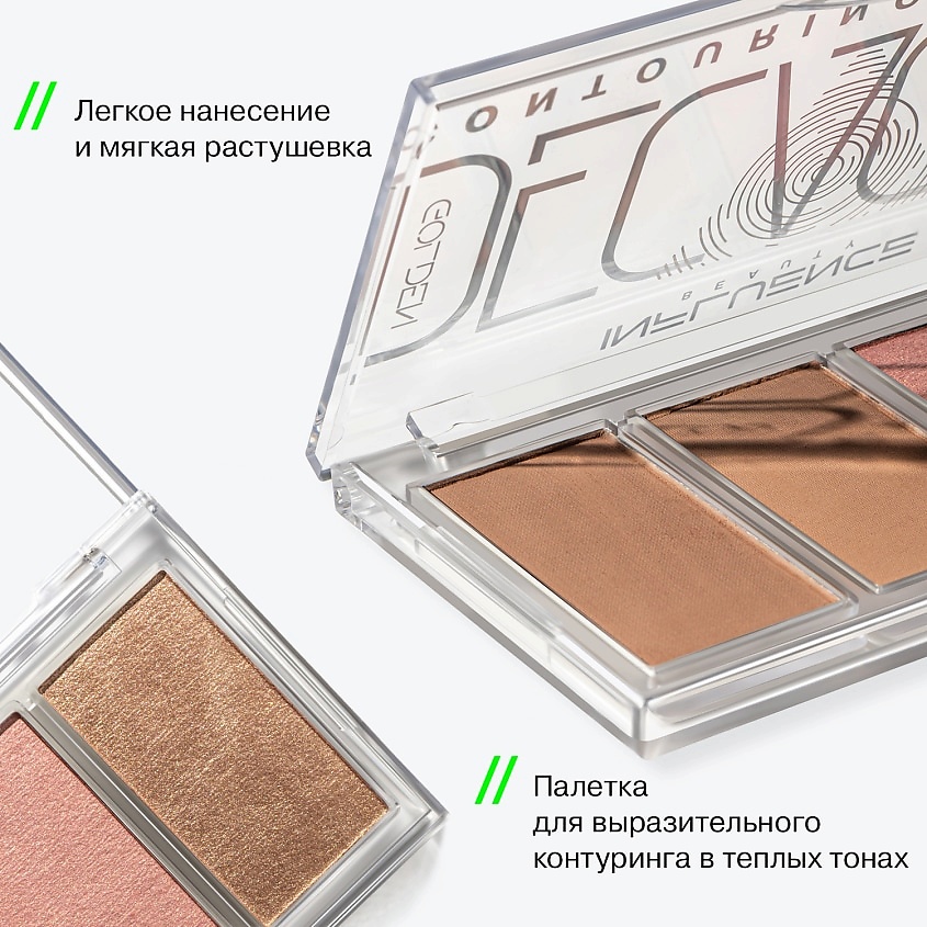 INFLUENCE BEAUTY Палетка контуринга со схемой золотого сечения Golden Decagon – фото 4
