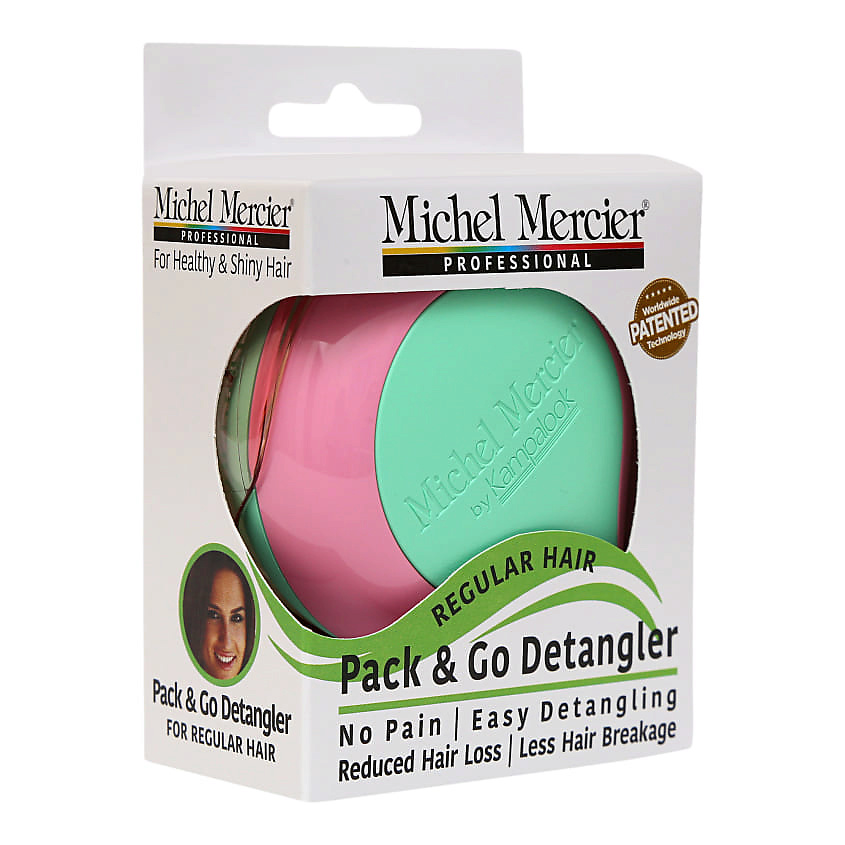 MICHEL MERCIER Расческа для нормальных волос компактная Travel Pastel Detangler Regular Hair – фото 2