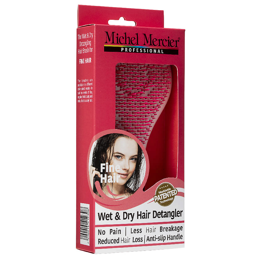 MICHEL MERCIER Расческа для тонких волос розовая массажная Spa Detangler Pink Fine Hair – фото 4