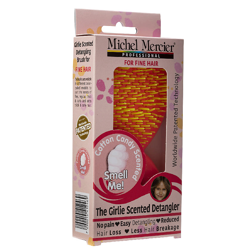 MICHEL MERCIER Расческа для тонких волос детская с ароматом сахарной ваты Girlie Cooton Candy Scented Detangler Fine Hair – фото 3